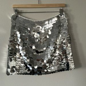 H&M silver disc sequin mini skirt